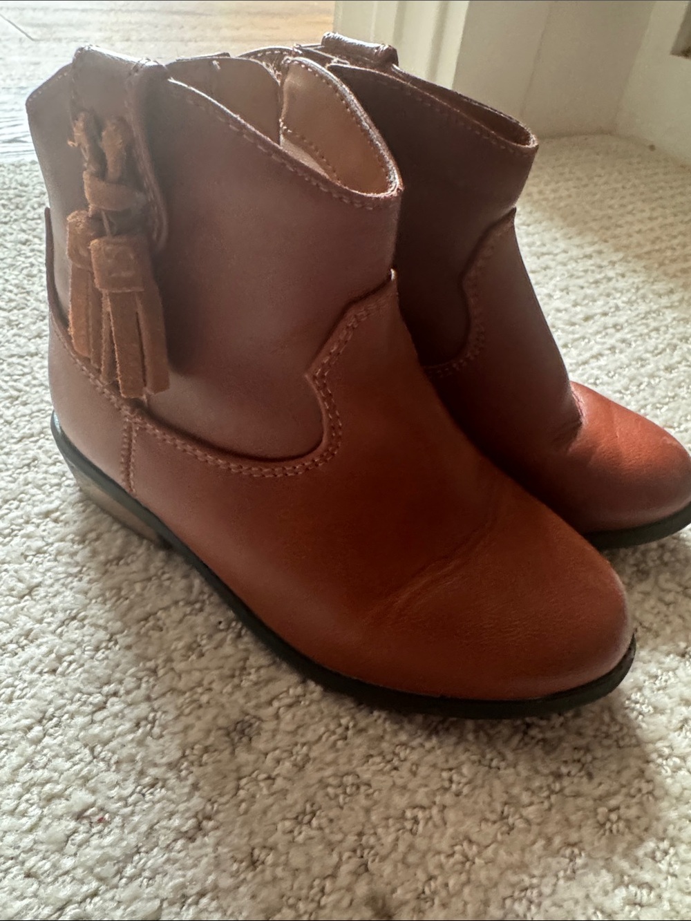 Cat and Jack Kids Brown Leather Tassel Ankle Boots